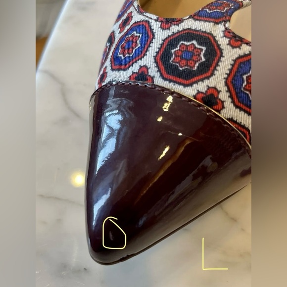 Rare EUC JCREW Everly T-Strap Cap Toe Pump 7.5 Ratti Silk Foulard Burgundy Multi - Picture 12 of 12